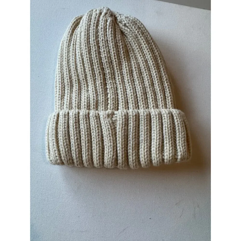 FURTALK Cream Ribbed Knit Beanie Hat  Winter Acrylic One Size